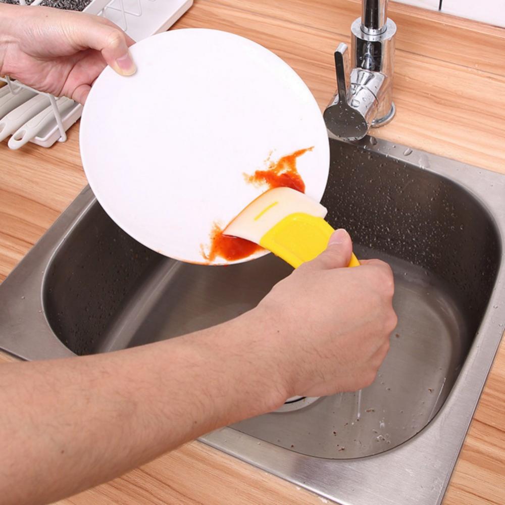 OAVQHLG3B Silicone Pan Scraper Dish Cleaning Spatula Bowl Scraper Dish  Scraper Non Stick Kitchen Scraper Pan Rubber Cleaning Spatula Pot Cleaning  Tool 