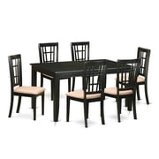 East West Furniture 7 Piece Kitchen Table Set- a Rectangle Dining Room Table and 6 Dining Chairs, Black (Seat Options) DUNI7-BLK-C
