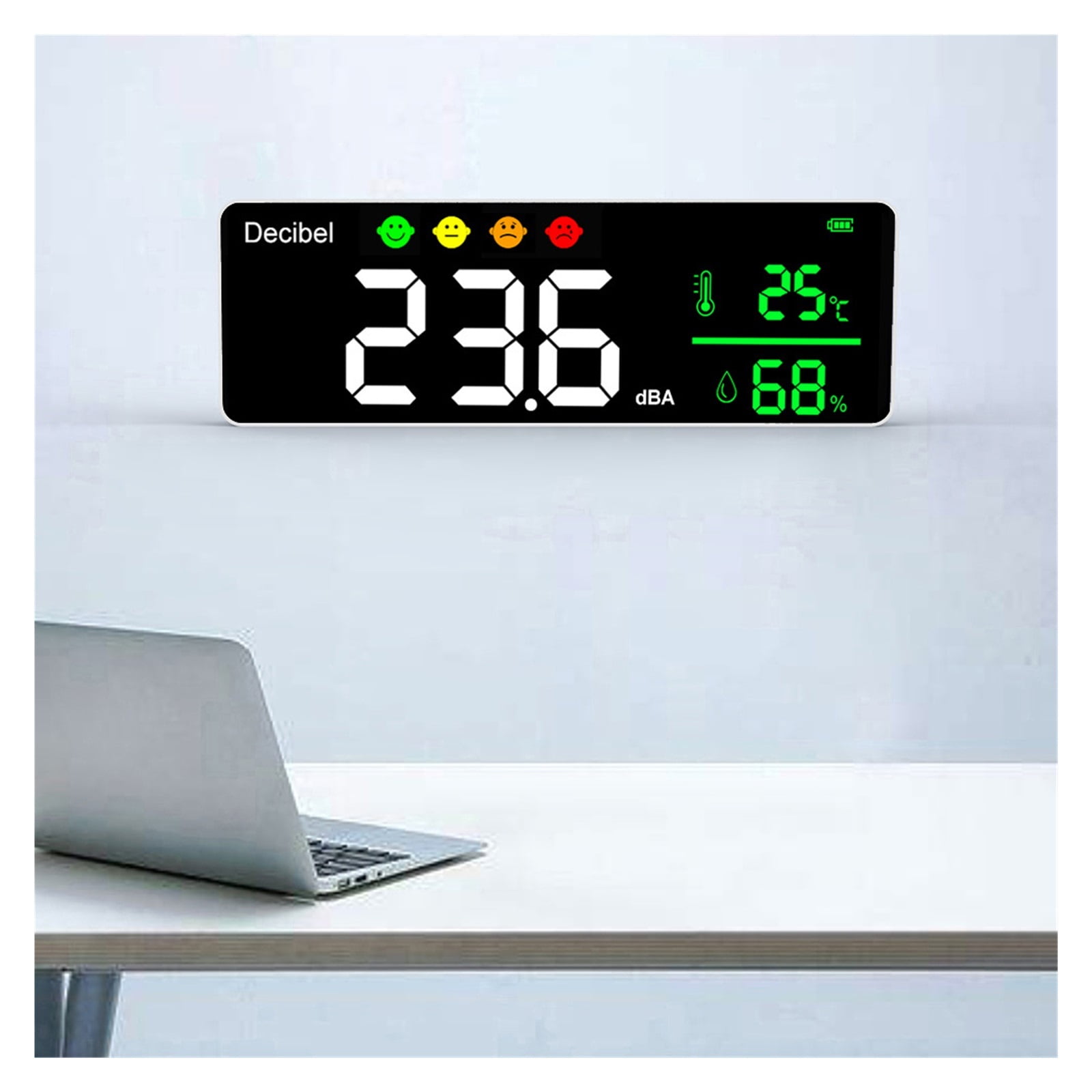 Noise Measuring Instrument Digital Decibel Sound Meter Temperature Meter Humidity Meter 3-in-1 Detector Indoor Wall Mounted Larg ,Small and Lightweight