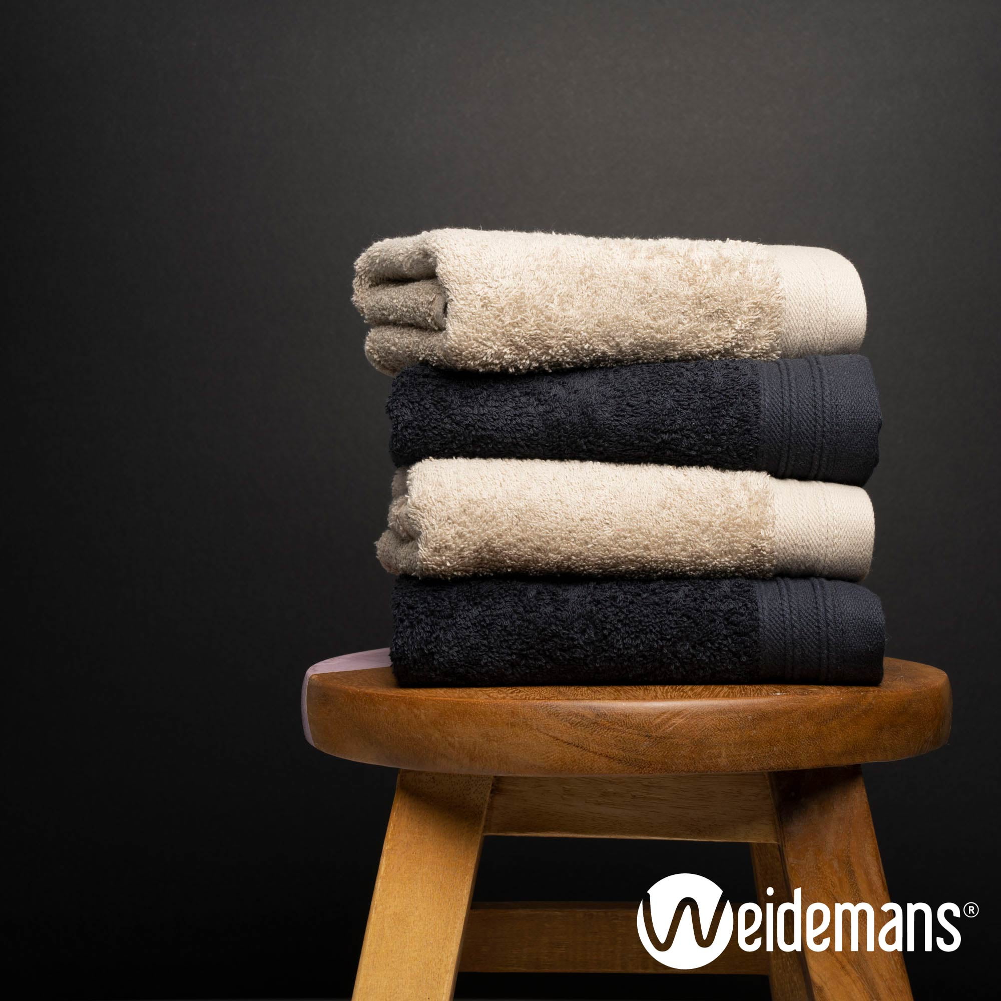 Premium 100% Cotton Towel Set of 4 Hand Towels 18" x 30" | 4 Ultra Soft and Highly Absorbent Hand Towels for Bathroom, Gym, Hotel, Spa, Machine Washable | Color: Black & Sand