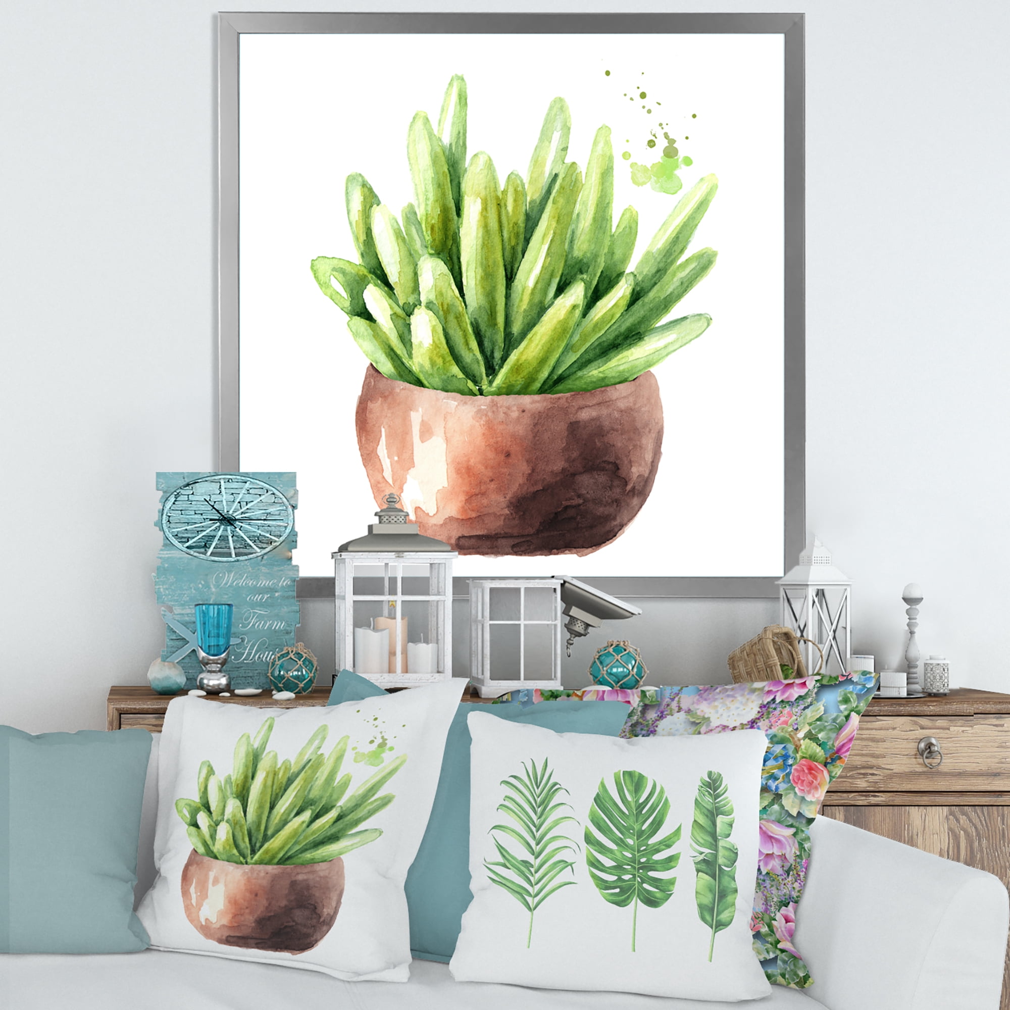 Designart 'Succulent Flower In Terracotta Clypot I' Traditional Framed Art Print