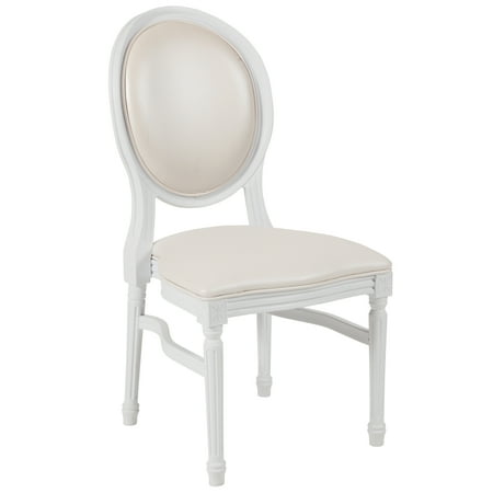 Lowes Chair Flash Furniture HERCULES Series 900 lb. Capacity King Louis Chair with White Vinyl Back and Seat and White Frame ()