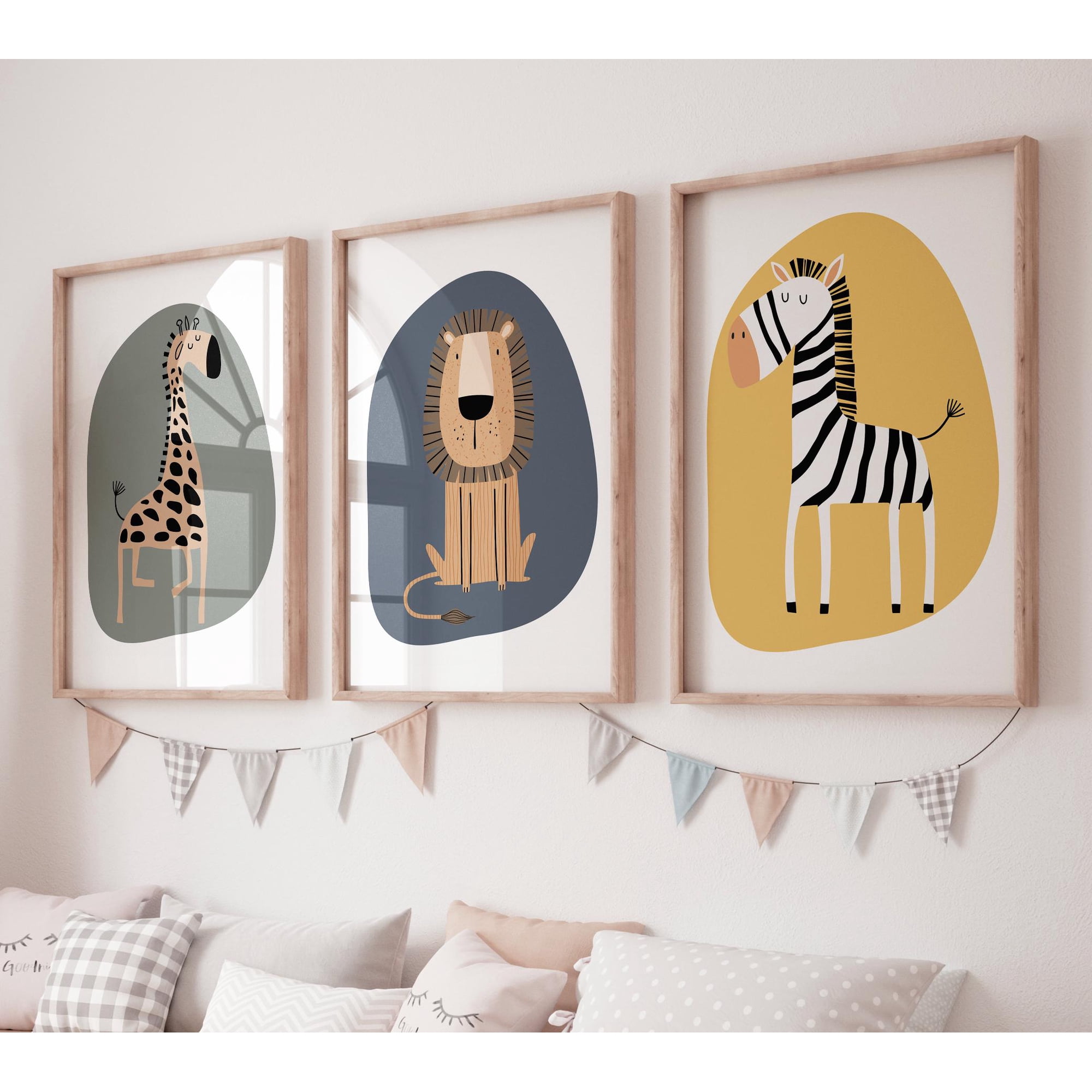 Safari Jungle Animals Earth Tones Nursery Collection 2 Poster, Set 3, Poster Only