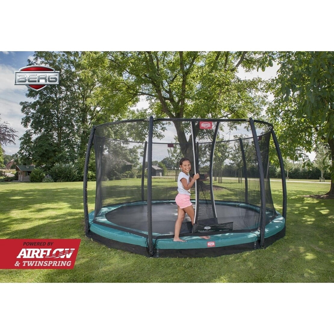 Berg In Ground Champion 14 foot Trampoline and Safety Net Deluxe