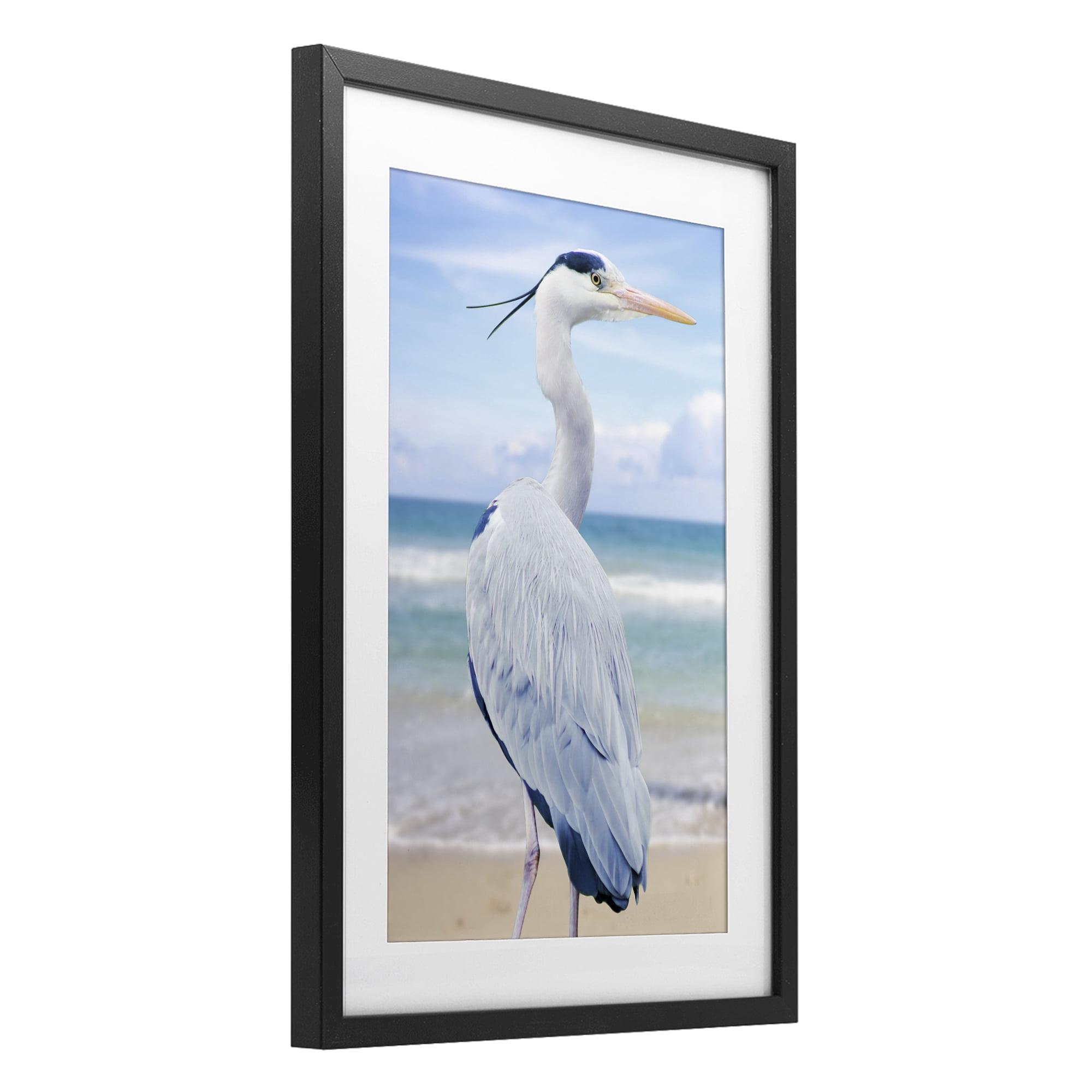 Stupell Industries Vacationing Heron by Seaside Black Framed Print Under Glass, design by Marcus Prime