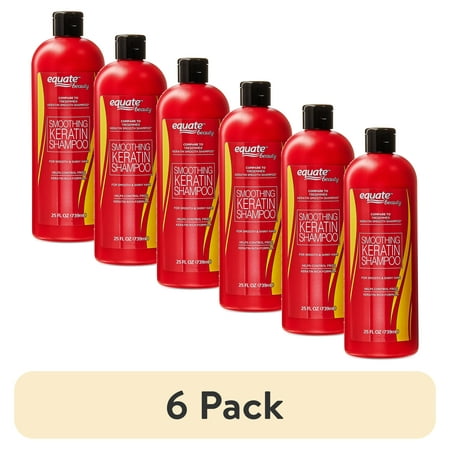 (6 pack) Equate Smoothing Keratin Shampoo for Hair Care to Control Frizz, 25 fl oz, Compare to Tresemme® Keratin Smooth Shampoo