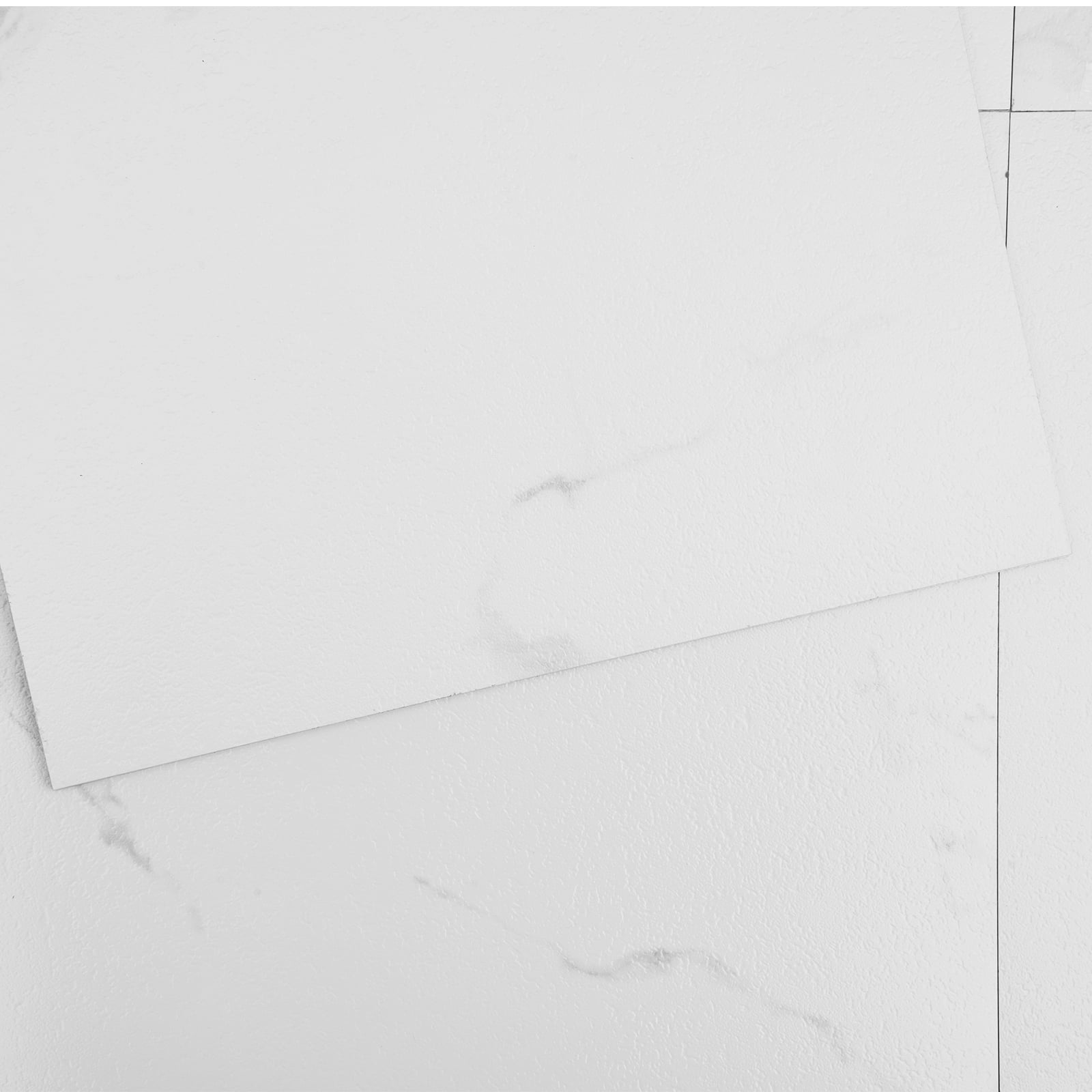 KFFKFF 12" x 12" Self Adhesive Vinyl 50 Pieces 1.5mm White Floor Tiles Marble