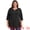 Black, variant on Women's Plus Notched Neck 3/4 Sleeve Front Pleated Button Decor Blouses Dressy Casual 3X Black