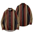 thumbnail image 3 of Camisas Para Hombre Camisa De Hombre Con Cuello A Rayas Street Daily Hebilla Impreso Top De Manga Larga Moda Casual Transpirable (Red, XS), 3 of 5