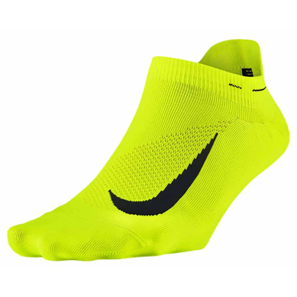 Nike Nike Elite Lightweight No Show Tab Running Socks, Volt/Black
