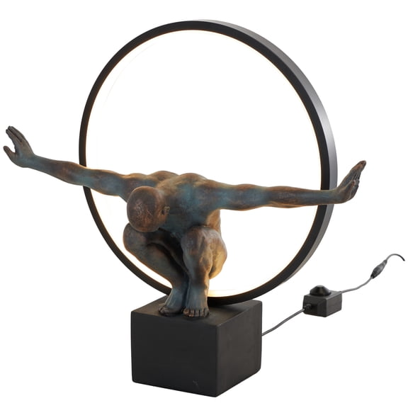 DecMode 15" Posing People Black Table Lamp with Black Resin Shade