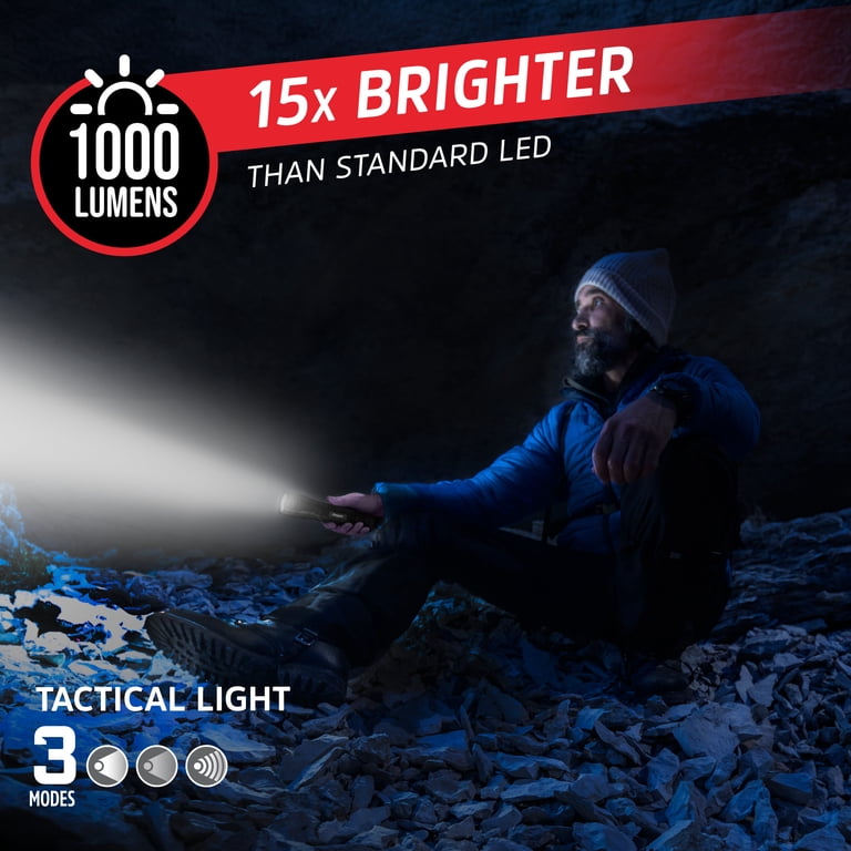 1000 lumens metal rechargeable flashlight DOVER LUMEN 000 lumens of focused light Energizer LED Flashlight Vision PRO,