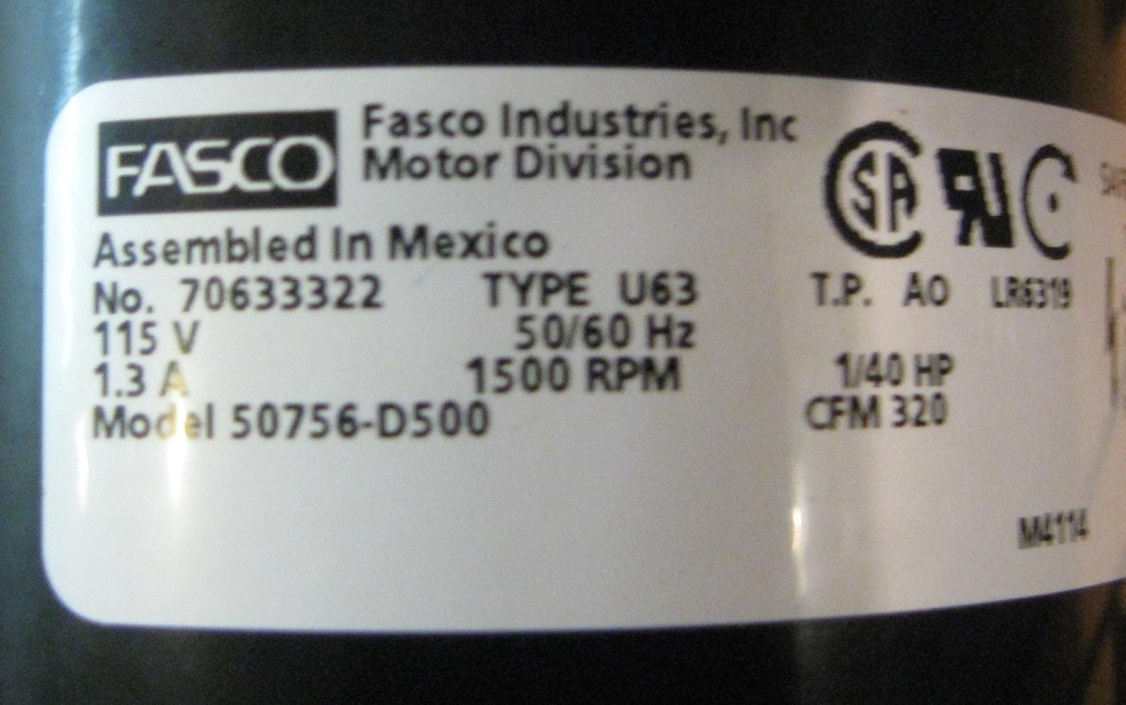 50756-d500 Fasco Centrifugal Blower Assembly 320 CFM 1500 RPM for sale online 