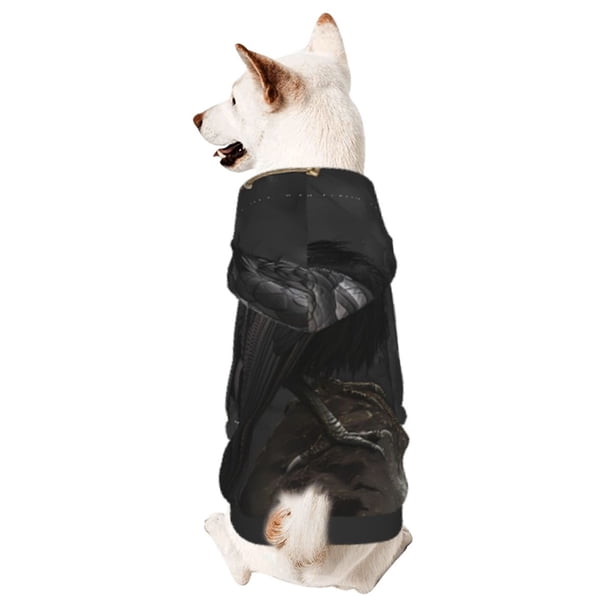 Fotbe Gothic Raven Portrait Sudadera con Estampado para Perros Pequeños – Suéter con Capucha para Mascotas, Tela Suave de Forro Polar con Bolsillo-XX-Large