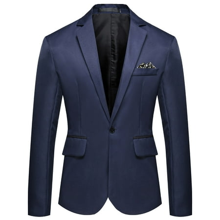 kamemir Blazer for Men Mens Suit Blazer Jacket Two Button Stretch Sports Coats(Navy XXL)
