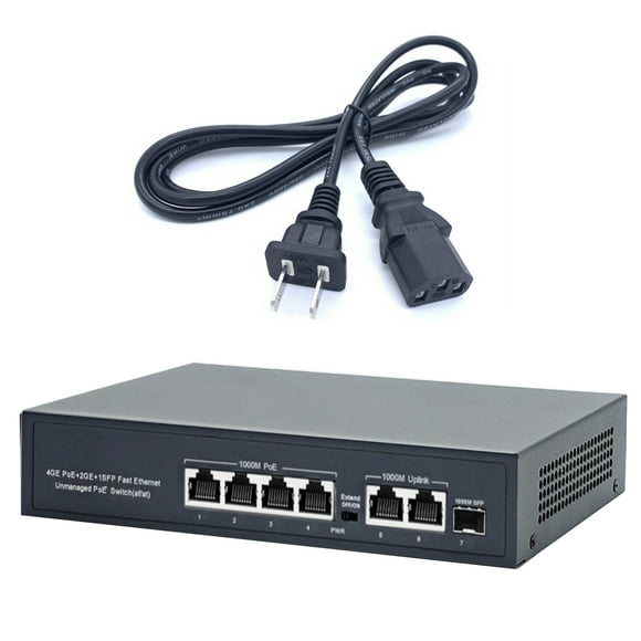 4 Port Gigabit POE Switch + 2 Gig Uplink Power Over Ethernet 65W IEEE802.3af/at TAPDRA Spare Part