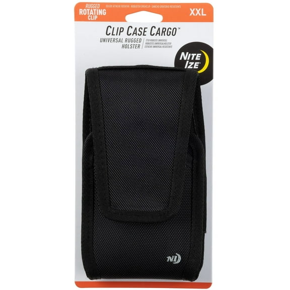 Nite Ize Clip Case Cargo Phone Holster - Protective, Clippable Phone Holder For Your Belt Or Waistband - Double Wide - Black