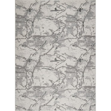 Ladole Rugs Boundless Ivory Grey Abstract Contemporary Durable Rustic Indoor Area Rug Carpet, 8x10 (7'10" x 10'5", 240cm x 320cm)
