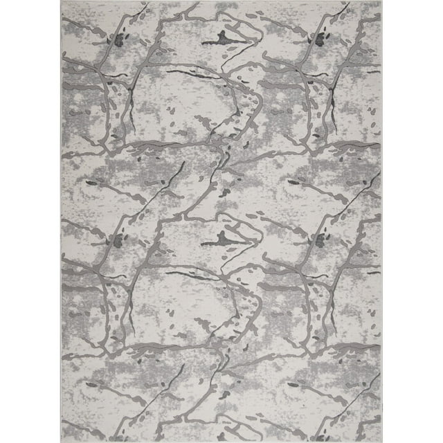 Ladole Rugs Boundless Ivory Grey Abstract Contemporary Durable Rustic Indoor Area Rug Carpet, 8x10 (7'10" x 10'5", 240cm x 320cm)
