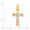 thumbnail image 2 of 14k Yellow and White Gold Two-tone Crucifix Pendant Length 34mm, 2 of 2