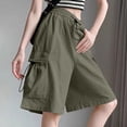 thumbnail image 6 of LWavelet Women's Side Drawstring Cargo Shorts Loose Fit Casual Summer Shorts for Outdoor Daily Army Green M, 6 of 7