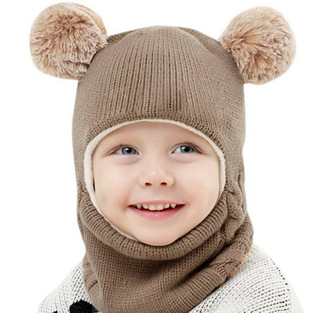 

LBECLEY Baby Boy Baseball Hat Warm Caps Girl Boy Hooded Winter Scarf Kid Hat Cap Scarf Knit Baby Baby Care Kids Hijab Essentials Baby Gifts Coffee One Size