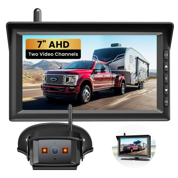 7&quot; HD Wireless Backup Camera for Furrion System: Easy Setup &amp; Stable Signal Back Up Camera, Wide View Rear View Camera with Clear Night Vision, Split Screen Monitor for