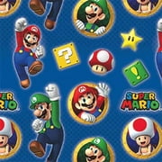 Various Super Mario Starman Wrapping Paper, Blue, 8 ft