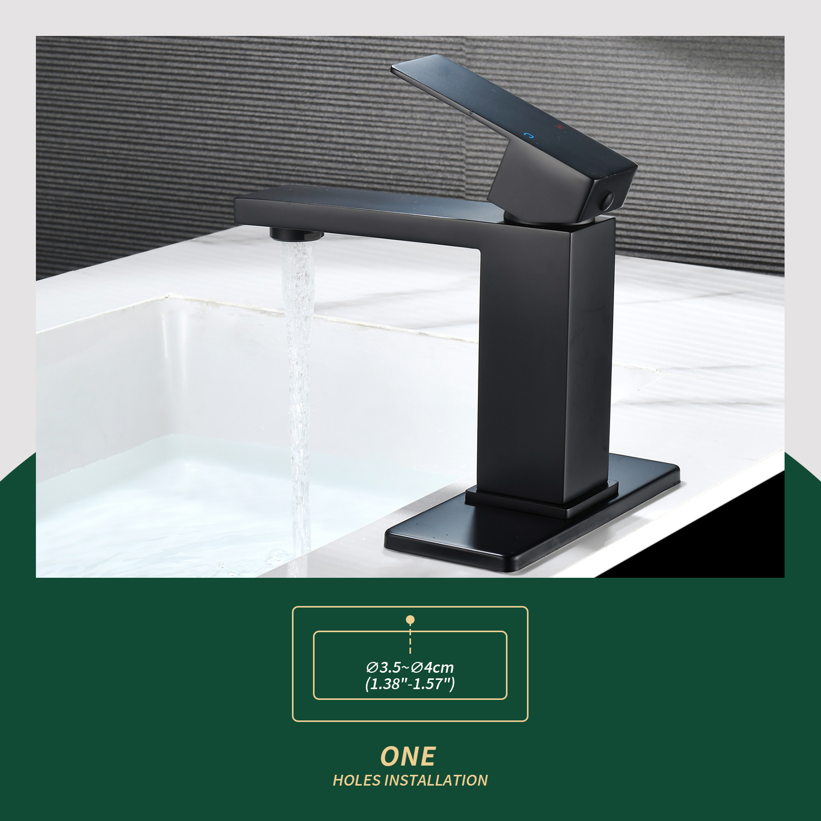 Cobbe Single-Handle Bathroom Sink Faucet for Vanity Single-Hole Installation Basin Faucet with Pop-Up Drain Matte Black