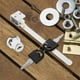 thumbnail image 2 of 1 juego de cerradura de trinquete para puerta corrediza de vidrio, vitrina de cajón, cerradura de vitrina con 2 llaves, 2 tornillos y kit de accesorios, cerradura de seguridad para vitrina de vidrio, 2 of 8