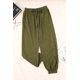 thumbnail image 1 of ABPHQTO Pantalones casuales sin cordones con cintura elástica y cordón verde para mujer con bolsillos, 1 of 5
