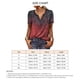 thumbnail image 5 of Mujer Verano Botón Cuello Camiseta Manga Corta Impreso Casual Suelto Jersey Top Vino Rojo XL, 5 of 5
