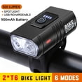thumbnail image 2 of QJUHUNG 1pc Bike Light  USB Rechargeable LED Bicycle Lights  6 Modes MTB Flashlight Bicycle Headlight For Outdoor Cycling, 2 of 7