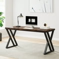 thumbnail image 3 of Heavy Duty Study Desk with Z-Shaped Metal Leg, Modern Simple Home Office Computer Desk, Rustic Brown, 3 of 8