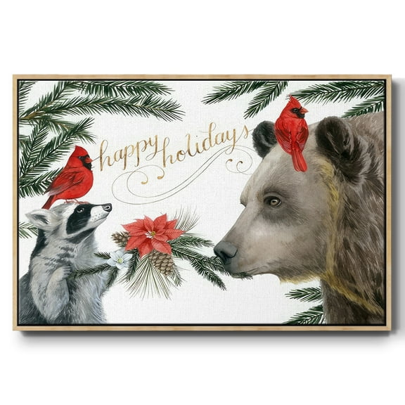 Timberland Christmas Collection A - Framed Gallery Wrapped Holiday Canvas - 17 x 25 - Natural Wood Frame