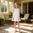 thumbnail image 5 of Girls Party Dress Sleeveless Tulle Tutu Dress Elegant Toddler Flower Girl Wedding Dress for Kids, Ivory, Sizes 4-5Y, 5 of 7
