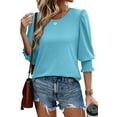 thumbnail image 3 of Fantaslook Blouses for Women Dressy Casual 3/4 Length Sleeve Womens Tops with Smocked Cuffs Fashion Shirts, 3 of 9