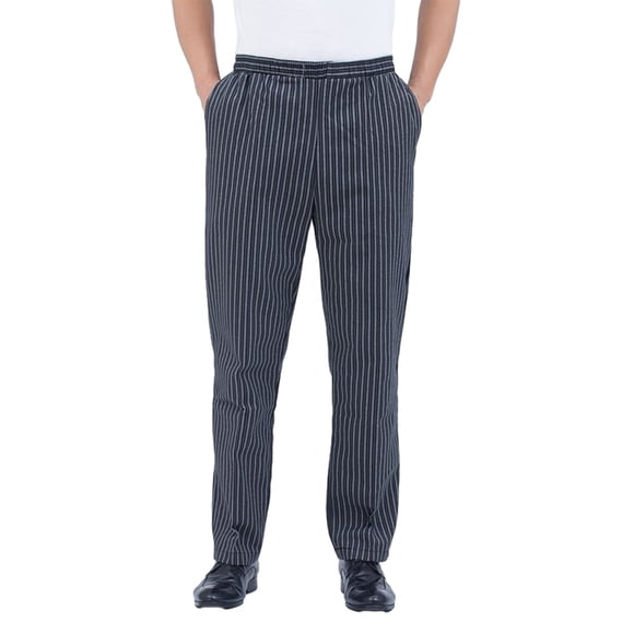 Maytalsory Pantalon de Chef à Rayures pour Hommes à la Taille Élastique pour la Cuisine d'Hôtel Pantalon Boulanger à Rayures XXL