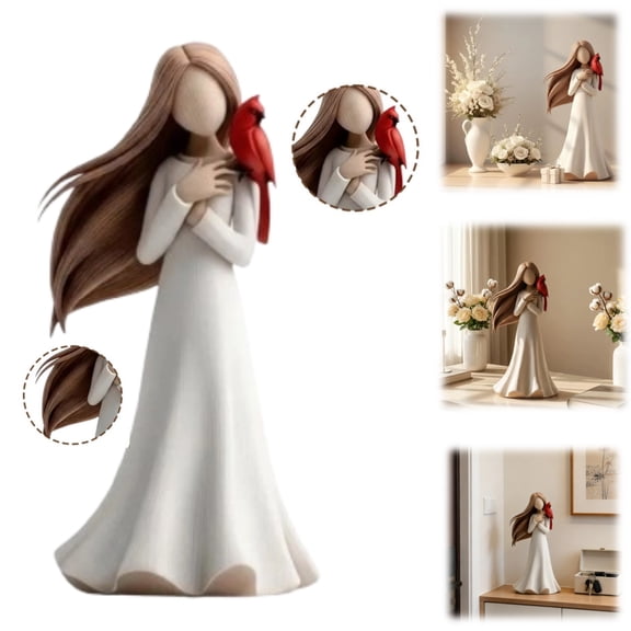 2026 New Cardinal Memorial of Love and Serenity Statue, Handcrafted Cardinal & Angel Memorial Statues, White Resin Angel Figurine, Sympathy Ornament Gifts, A Symbol of Peace and Remembrance