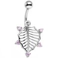 thumbnail image 1 of Body Candy Stainless Steel Pink Accent Lattice Style Hawthorne Leaf Bottom Drop Belly Button Ring, 1 of 1