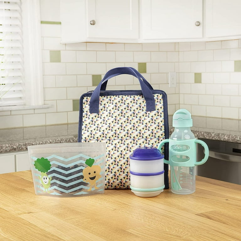 Dr. Browns Fold & Freeze Bottle Tote, Breastfeeding Essential Cooler Bag, 6 Baby Bottles Milk Storage - Multicolor