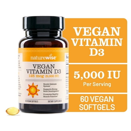 NatureWise Vegan Vitamin D3 5000iu + Organic Olive Oil - 60 Mini Softgels[60-Day Supply]