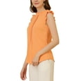 thumbnail image 5 of INSPIRE CHIC Mother's Day Women's Sleeveless Blouse Ruffled Pleated Wear-to-Work Chic Blouse S Orange, 5 of 8