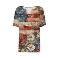 thumbnail image 2 of Youyipin womens tops Fourth of July Shirts for Women Patriotic USA Flag Tops Summer Casual Basic Blouse Stars Stripes Tees short sleeve shirts for women, 2 of 5