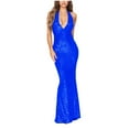 thumbnail image 2 of Umbreon Blue Wedding Guest Dresses for Women Sleeve Less Strapless Prom Dress Back Less High Split Elegant Maxi Dresses Formal Evening Gowns, 2 of 5