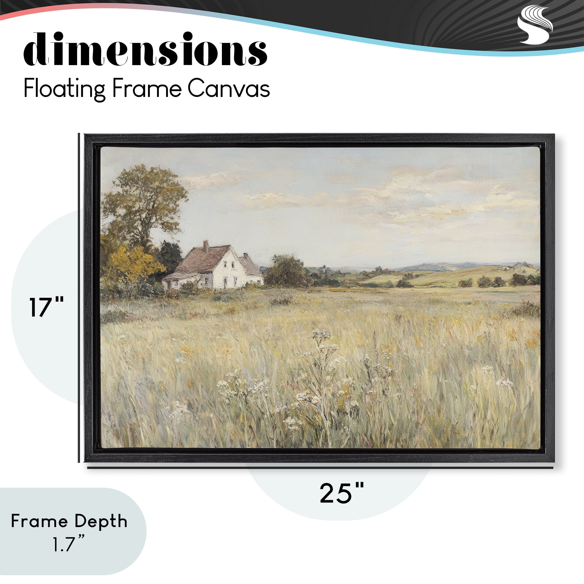 Stupell Industries Country Living in Golden Meadow Black Framed Floater Canvas Wall Art, design by Petal Prints Design