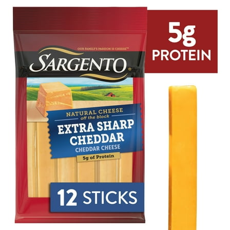 Sargento® Extra Sharp Natural Cheddar Cheese Snack Sticks, 12-Count