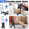 thumbnail image 2 of Kicctian 330 lbs Collapsible Wagon Cart with Foldable Basket, 2 In 1 Convertible Collapsible Hand Truck Dolly, with Retractable Handle, Portable Utility Cart for Office, Warehouse, Blue, 2 of 7