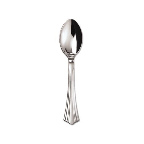 Heavyweight Plastic Spoons Silver, 6 1/4", Reflections Design, 600/Carton