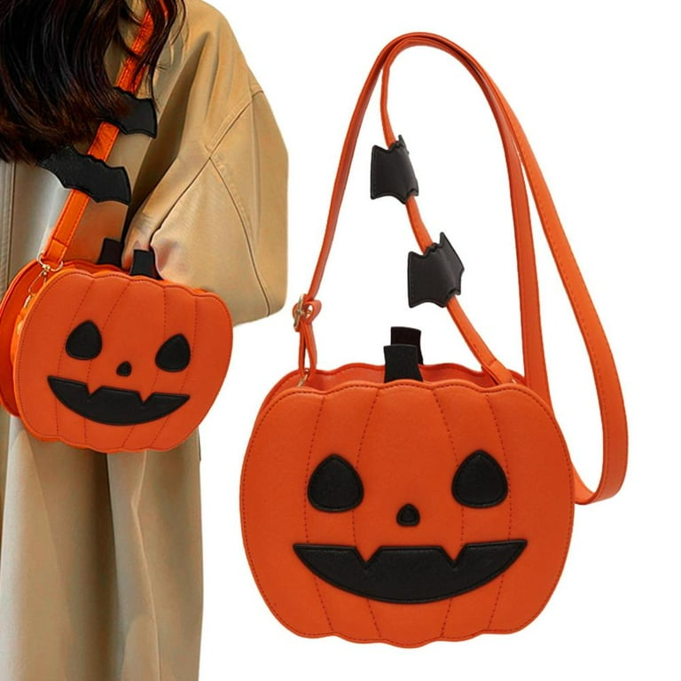 Pumpkin Bag Large Capacity Pumpkin Crossbody Bag PU Leather Halloween Pumpkin Purse Large Capacity Pumpkin Shaped Purse Portable Novelty Devil Crossbody Purse Walmart